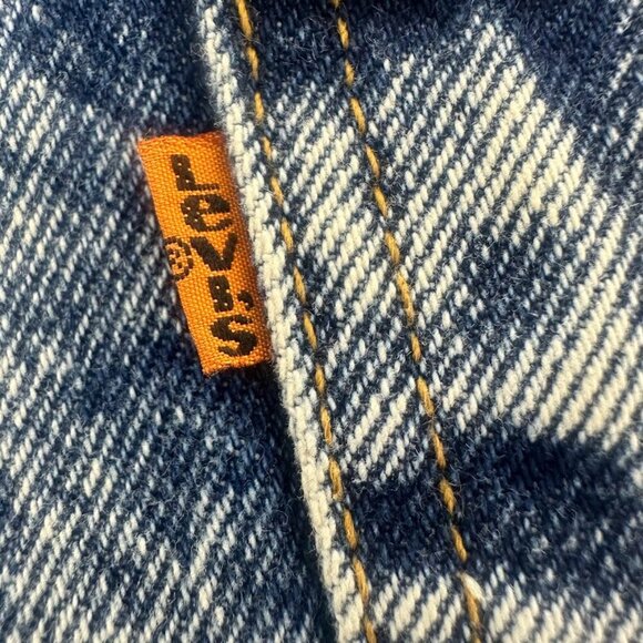Levi’s 575 Vintage 80s Orange Tab Blue Acid Wash Cut Off Jean Shorts 33 Upcycled - Picture 4 of 14